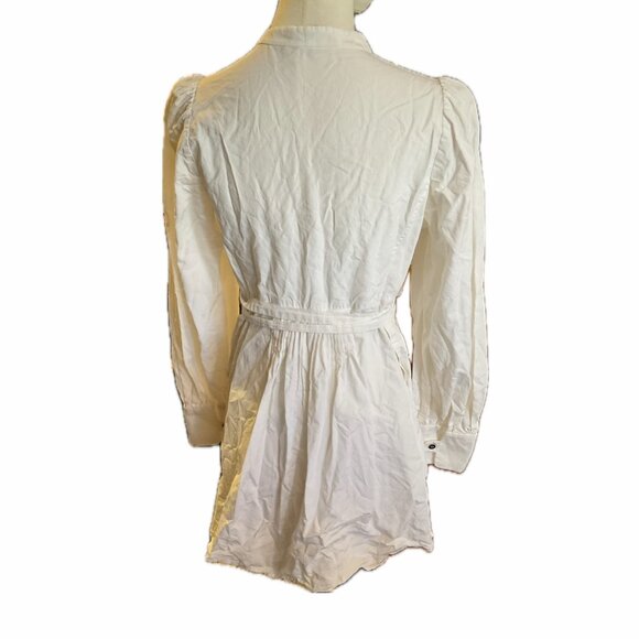 Yves Saint Laurent Ivory Cotton Dress F 42 Vintage with button skirt - Picture 4 of 14